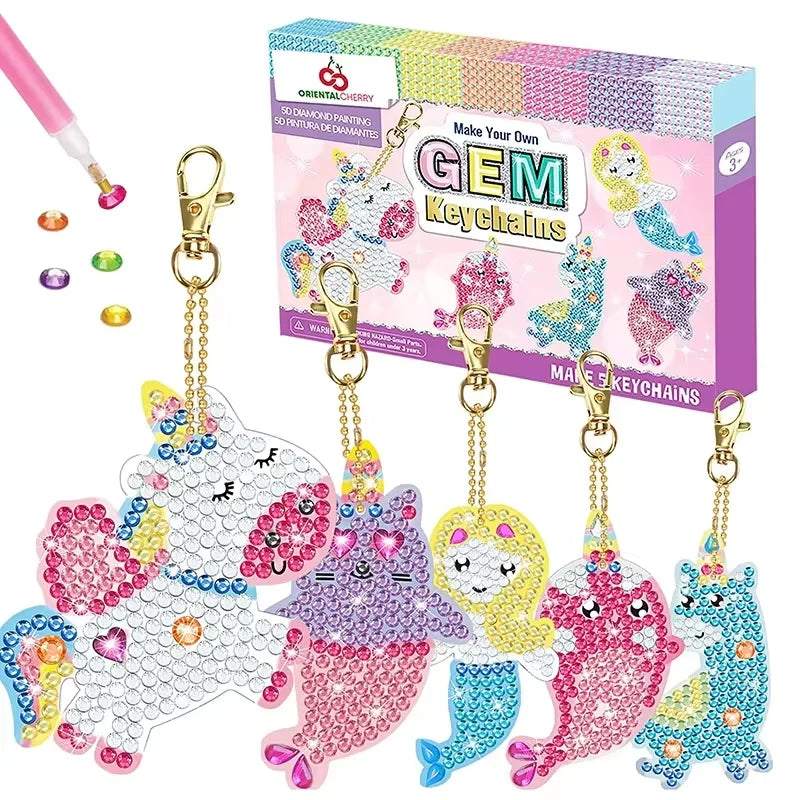 Kids DIY Crystal Gemstone Bedazzling Keychain Kit