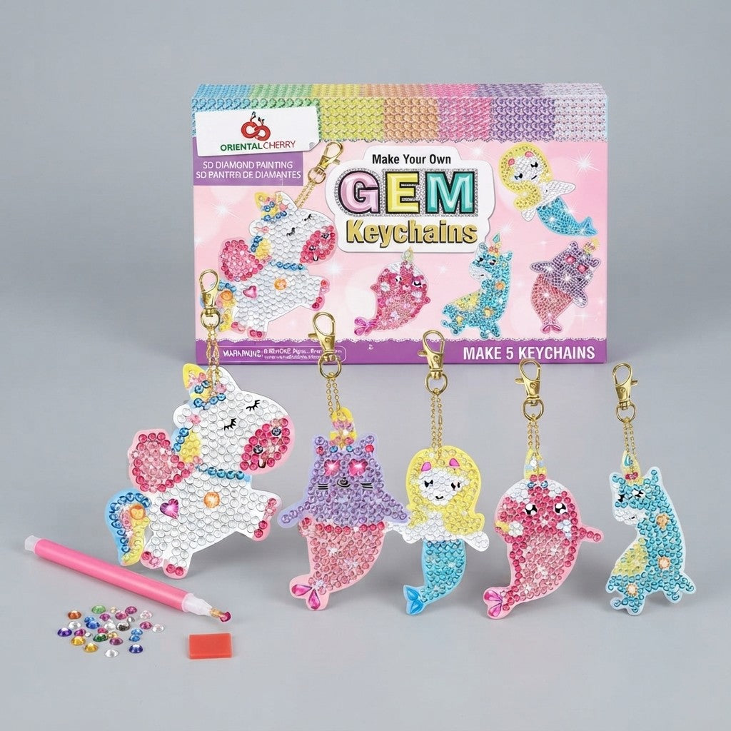 Kids DIY Crystal Gemstone Bedazzling Keychain Kit